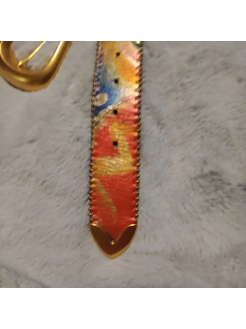 B.B. Simon Leather Belt Art Y2K Maximalist Statement Gold Western Metallic